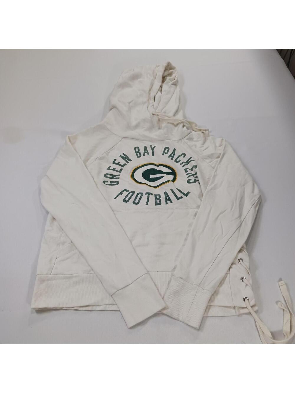 Green Bay Packers Touch by Alyssa Milano Vintage Women M White Hoodie Sweatshirt